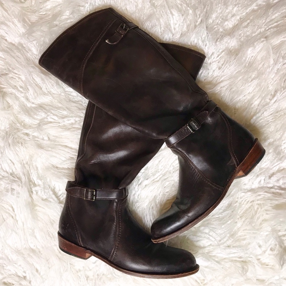 🍁 Beautiful Brown Frye Moto Tall Boots 🍂